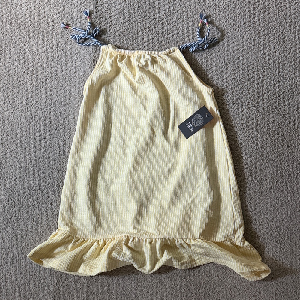Vince Camuto - Yellow Ruffle-Hem Summer Dress with Shoulder Ties